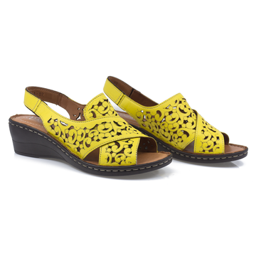 Sandale Dama, Anna Viotti, Ann-5039-1 Casual, Piele Naturala, Galben