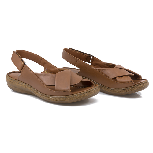 Sandale dama, Caspian, Cas-411-T453, casual, piele naturala, Coniac