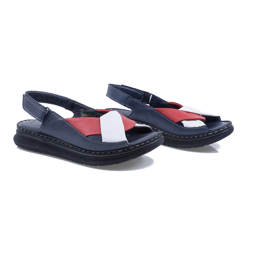 Sandale dama, Caspian, Cas-411-T410, casual, piele naturala, Bleumarin