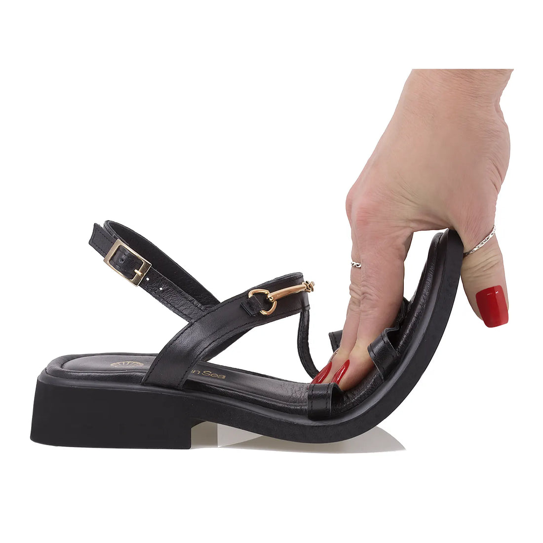 Sandale Dama, Caspian, Cas, 565, Casual, Piele Naturala, Negru