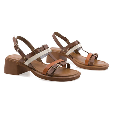 Sandale Dama, Caspian, Cas, Neta, Casual, Piele Naturala, Coniac