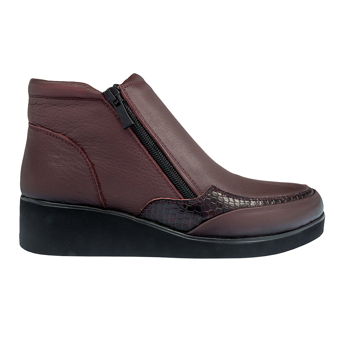 Ghete dama, Caspian, Cas-024/1, casual, piele naturala,bordo