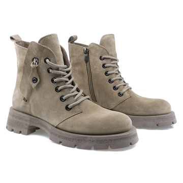 Ghete Dama Color Piele Naturala, Gri