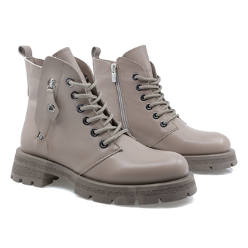 Ghete Dama Color Piele Naturala, Grej