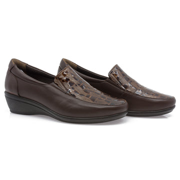 Pantofi dama, Caspian, CAS-189, casual, piele naturala, maro/croco