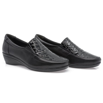 Pantofi dama, Caspian, CAS-189, casual, piele naturala, negru/coroco
