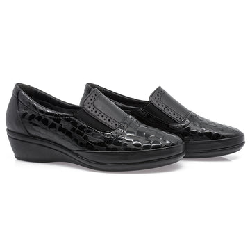 Pantofi dama, Caspian, CAS-190, casual, piele naturala lacuita, negru