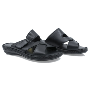 Papuci dama, Caspian, Cas-318, Casual, Piele naturala, Negru
