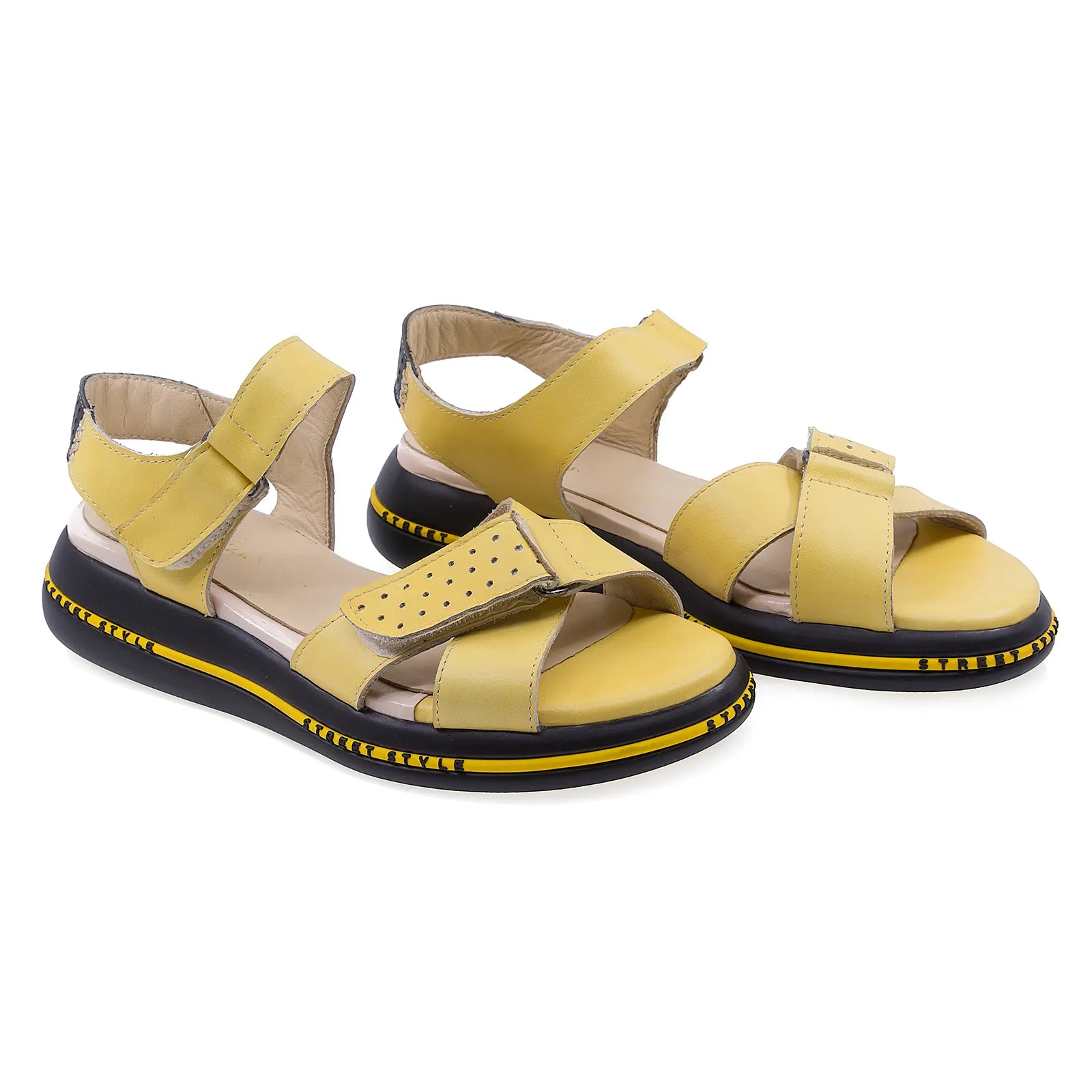 Sandale dama, Caspian, Cas-Nancy, Casual, Piele naturala, pudra