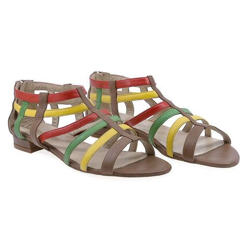 Sandale dama casual Veronesse piele naturala 772 multicolor