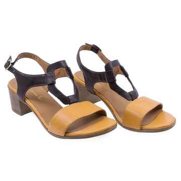 Sandale dama, Caspian, Cas, 56, Casual, Piele Naturala, Maro/galben