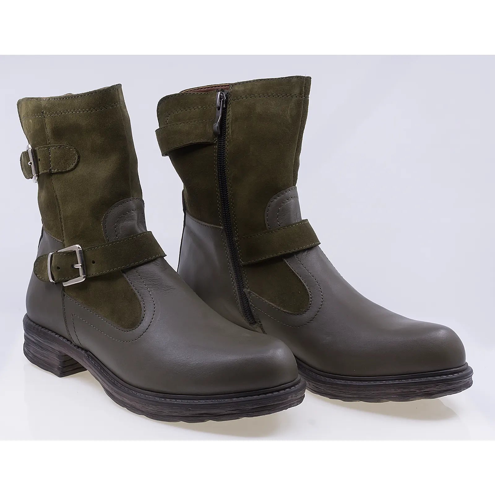 Ghete dama casual piele naturala Caspian Milenium kaki