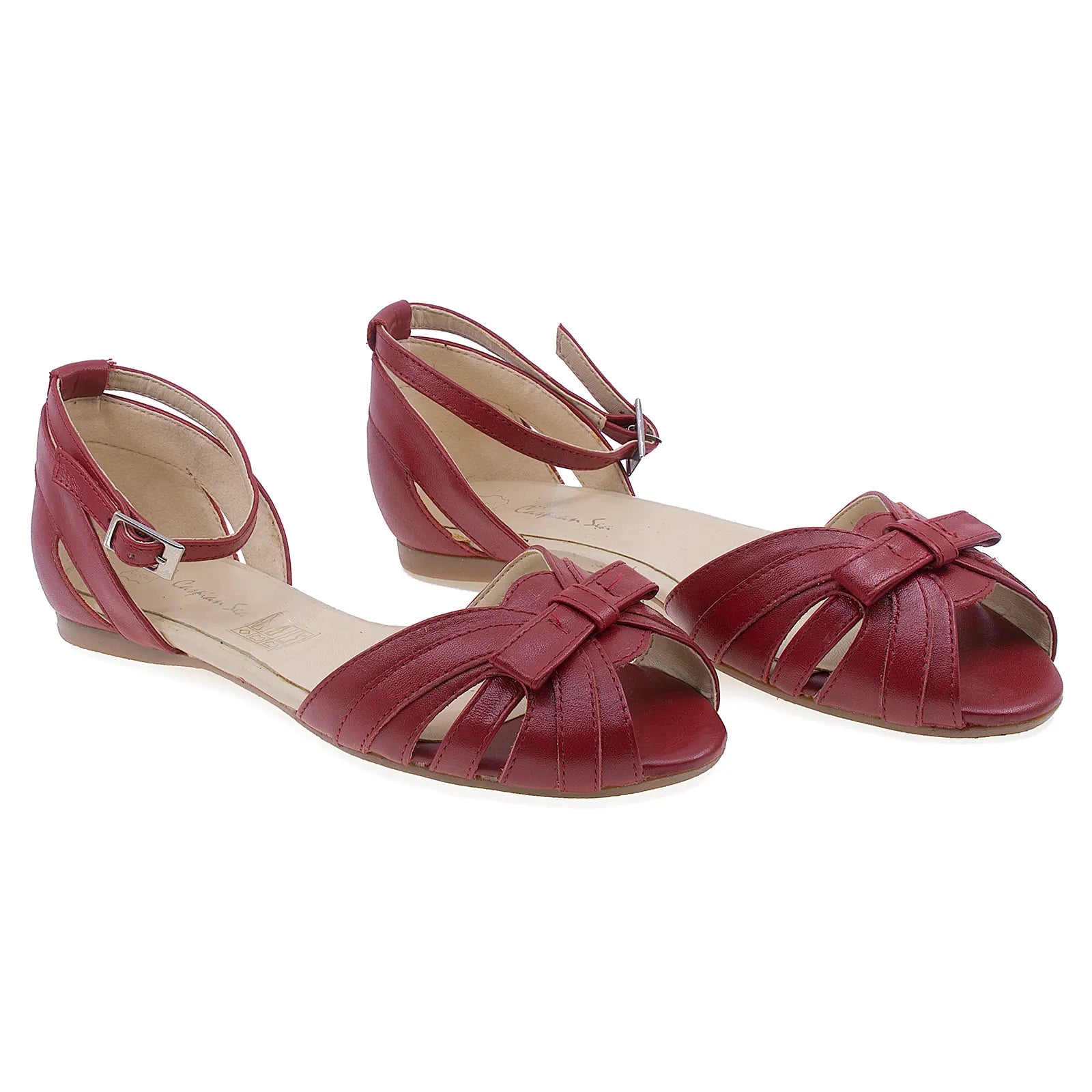 Sandale Dama, Caspian, CAS, Sea, Casual, Piele naturala, Rosu