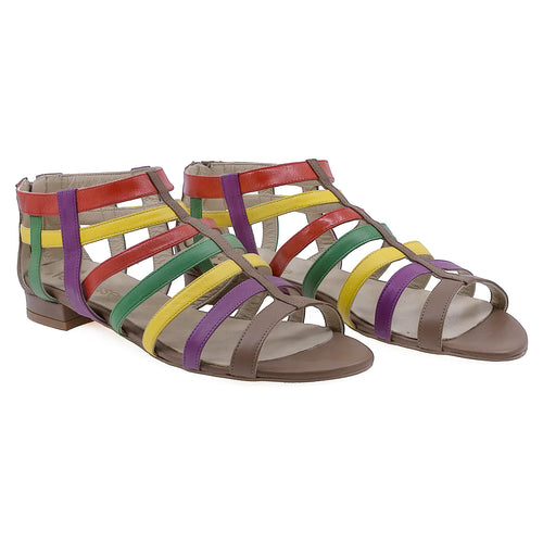 Sandale dama casual Veronesse piele naturala 772 multicolor2