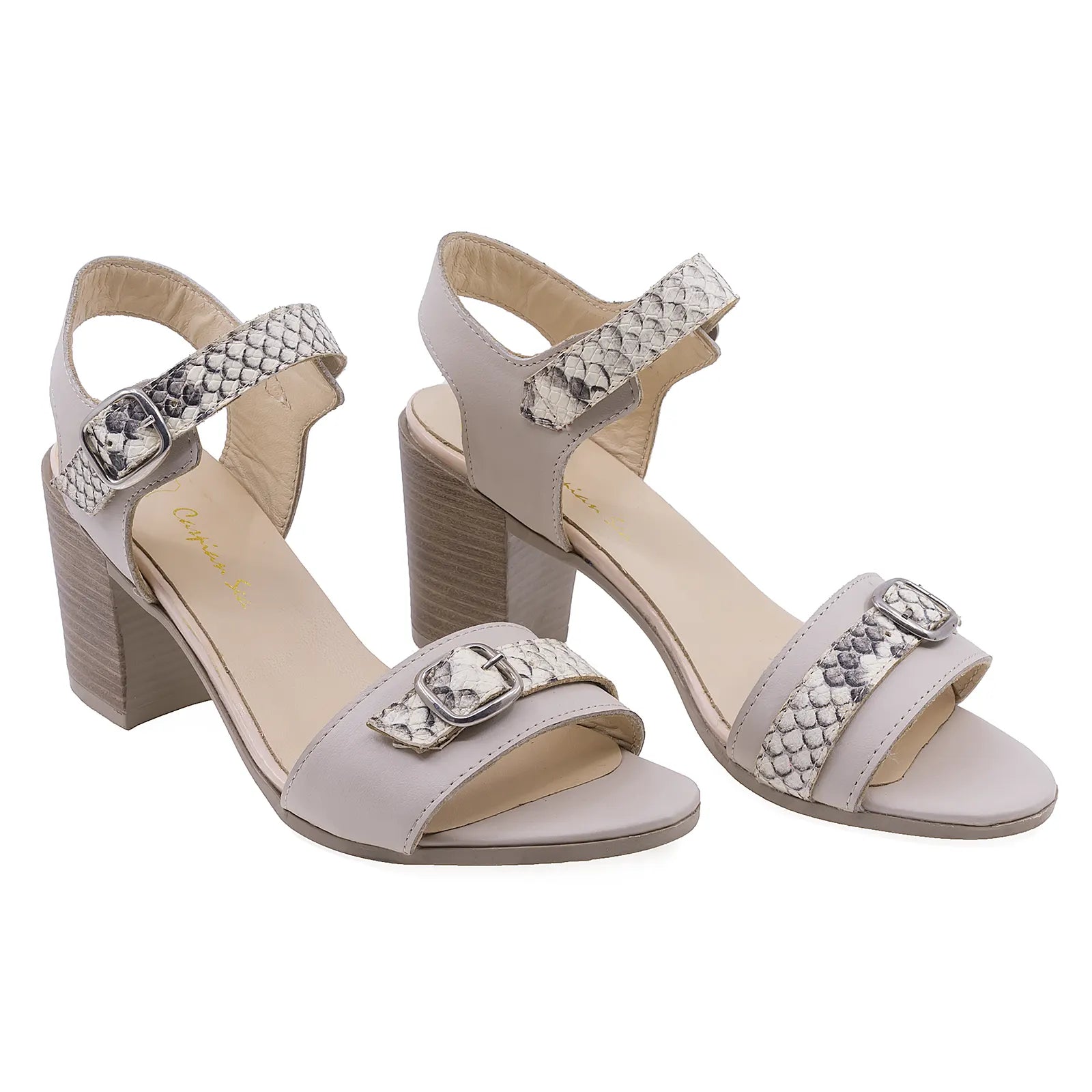 Sandale Dama, Caspian, CAS, Vica, Casual, Piele naturala, Bej croco