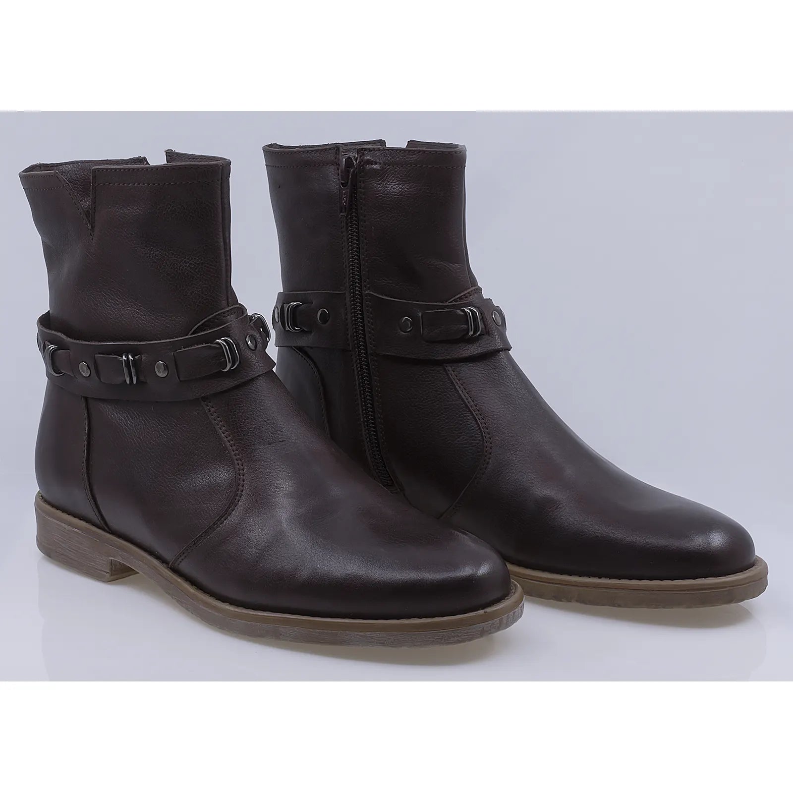 Ghete dama casual piele naturala Caspian Scarlet maro