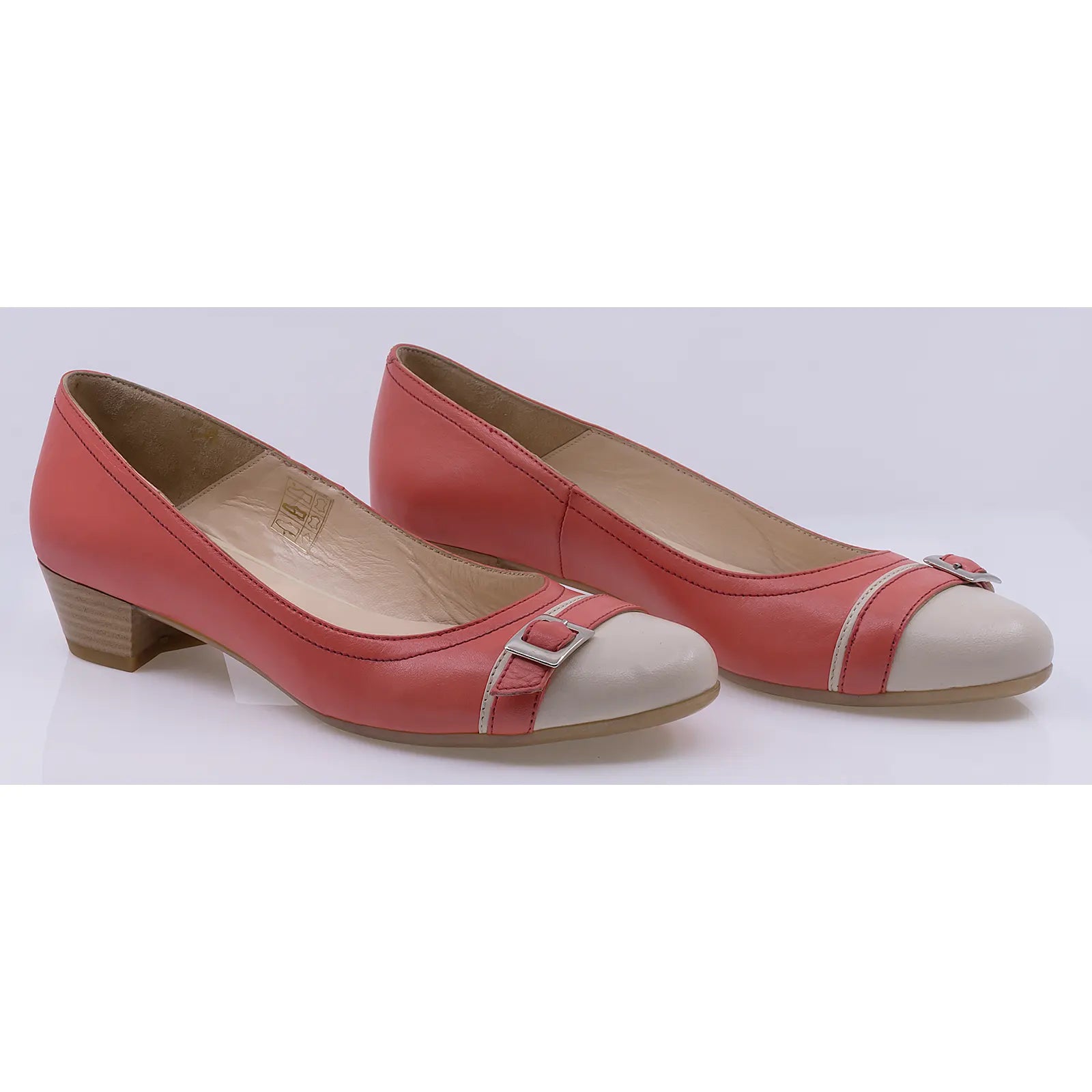 Pantofi dama casual piele naturala Caspian Sofia corai/bej