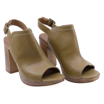 Sandale Dama, Caspian, CAS, Vanesa/1, Casual, Piele naturala, Kaki