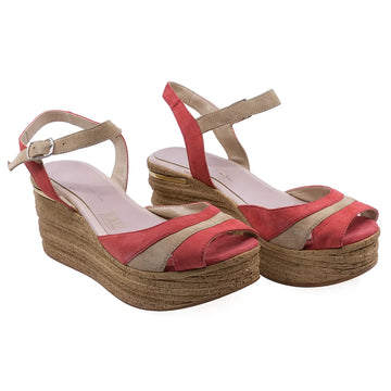Sandale Dama, Caspian, CAS, 30/1, Casual, Piele naturala intoarsa, Corai/bej