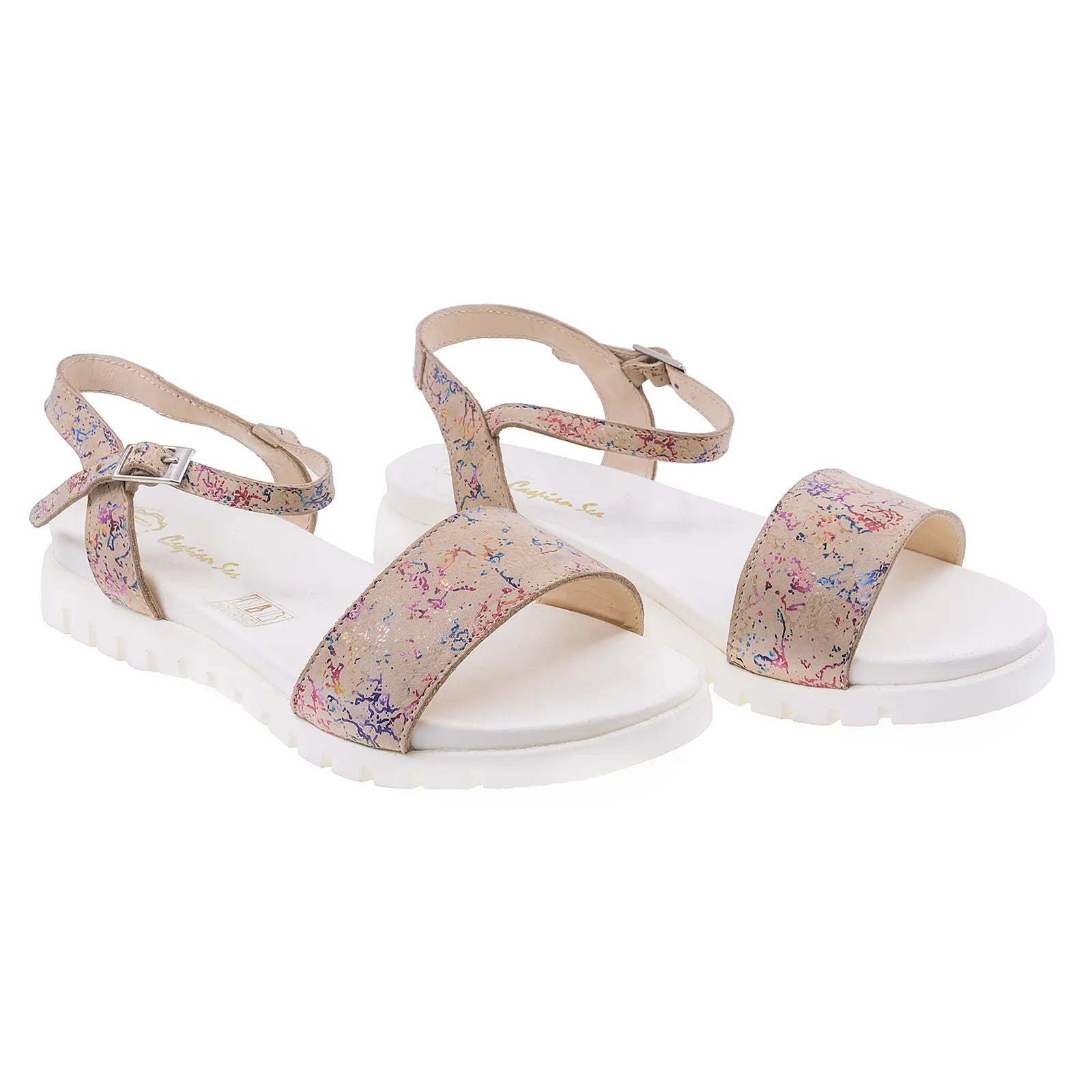 Sandale Dama, Caspian, CAS, V14, Casual, Piele naturala, Flori