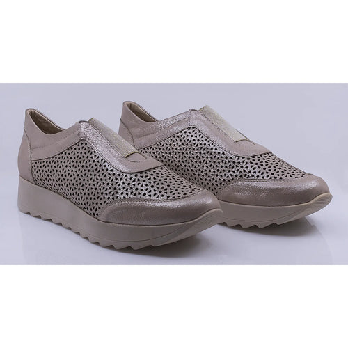 Pantofi dama casual piele naturala Caspian 202-P bej/gri sidef