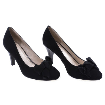 Pantofi Dama, DY111, Eleganti, Piele naturala intoarsa, Negru