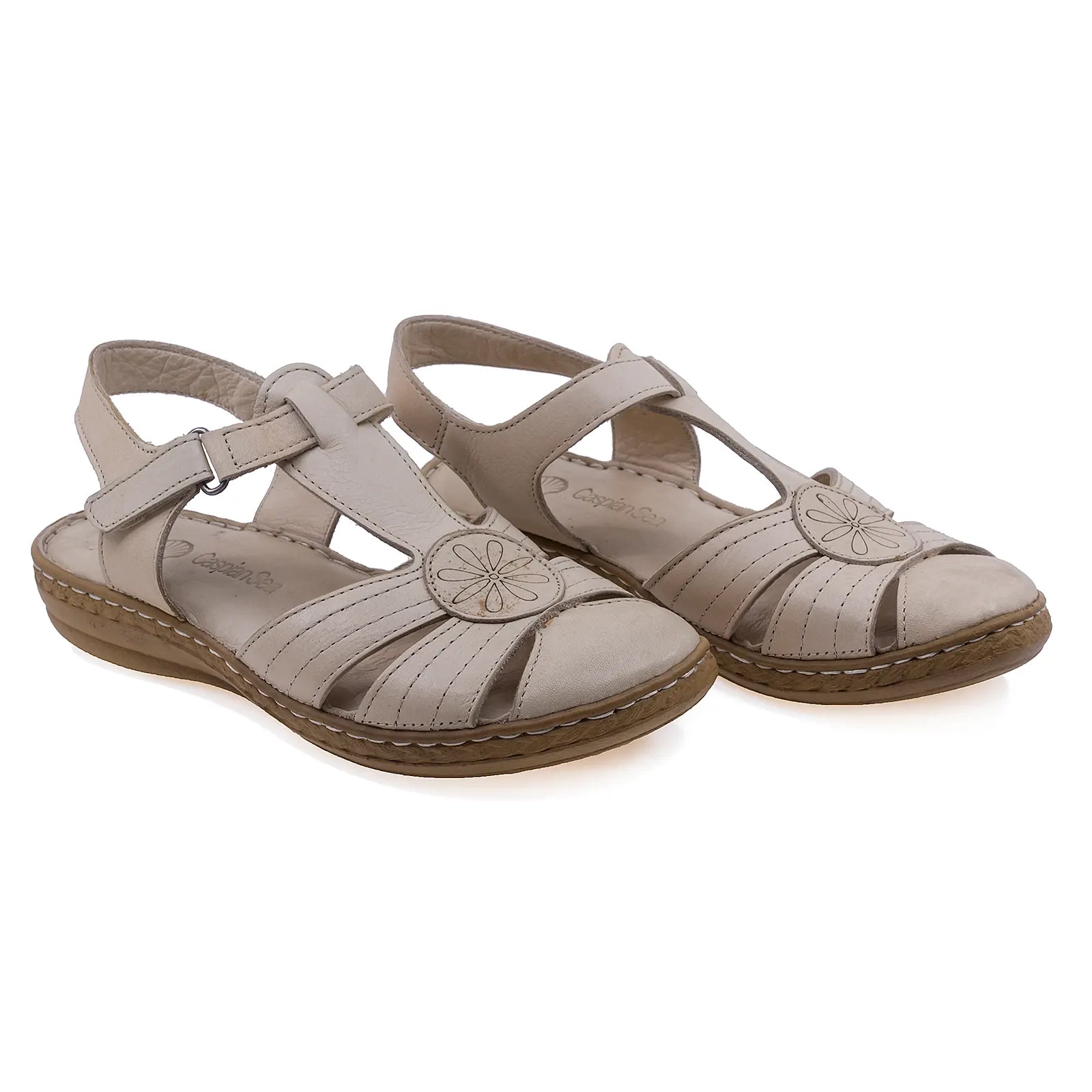 Sandale dama, Caspian, Cas-202-1, Casual, Piele naturala, Bej