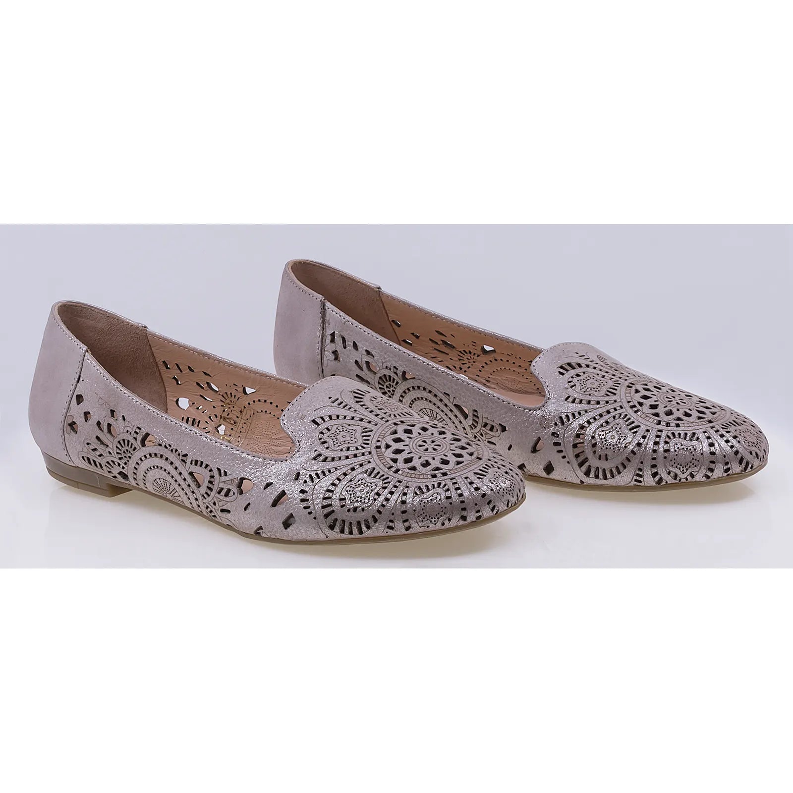 Balerini dama casual Caspian piele naturala SAMIRA pudra