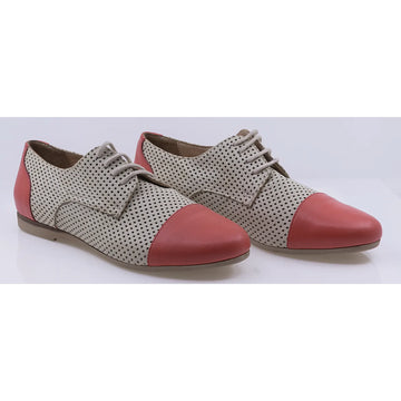 Pantofi dama casual piele naturala Caspian Marta bej/corai