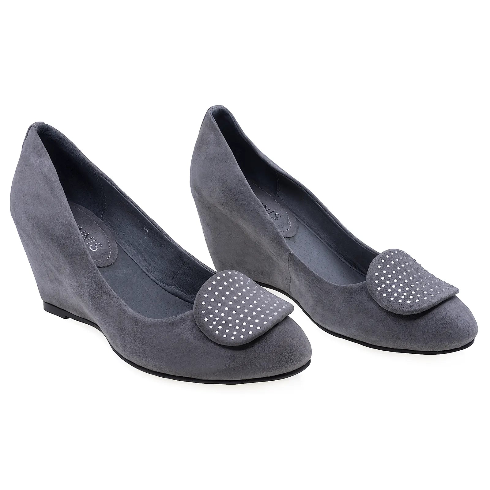 Pantofi Dama, V880, Casual, Piele naturala intoarsa, Gri