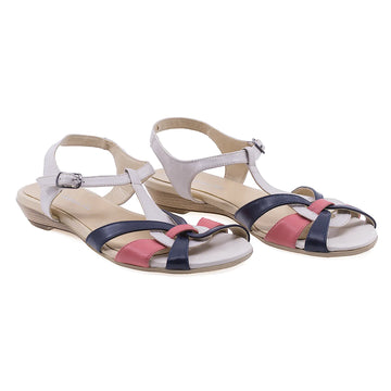 Sandale dama casual Caspian piele naturala 31 corai/bej/bleumarin