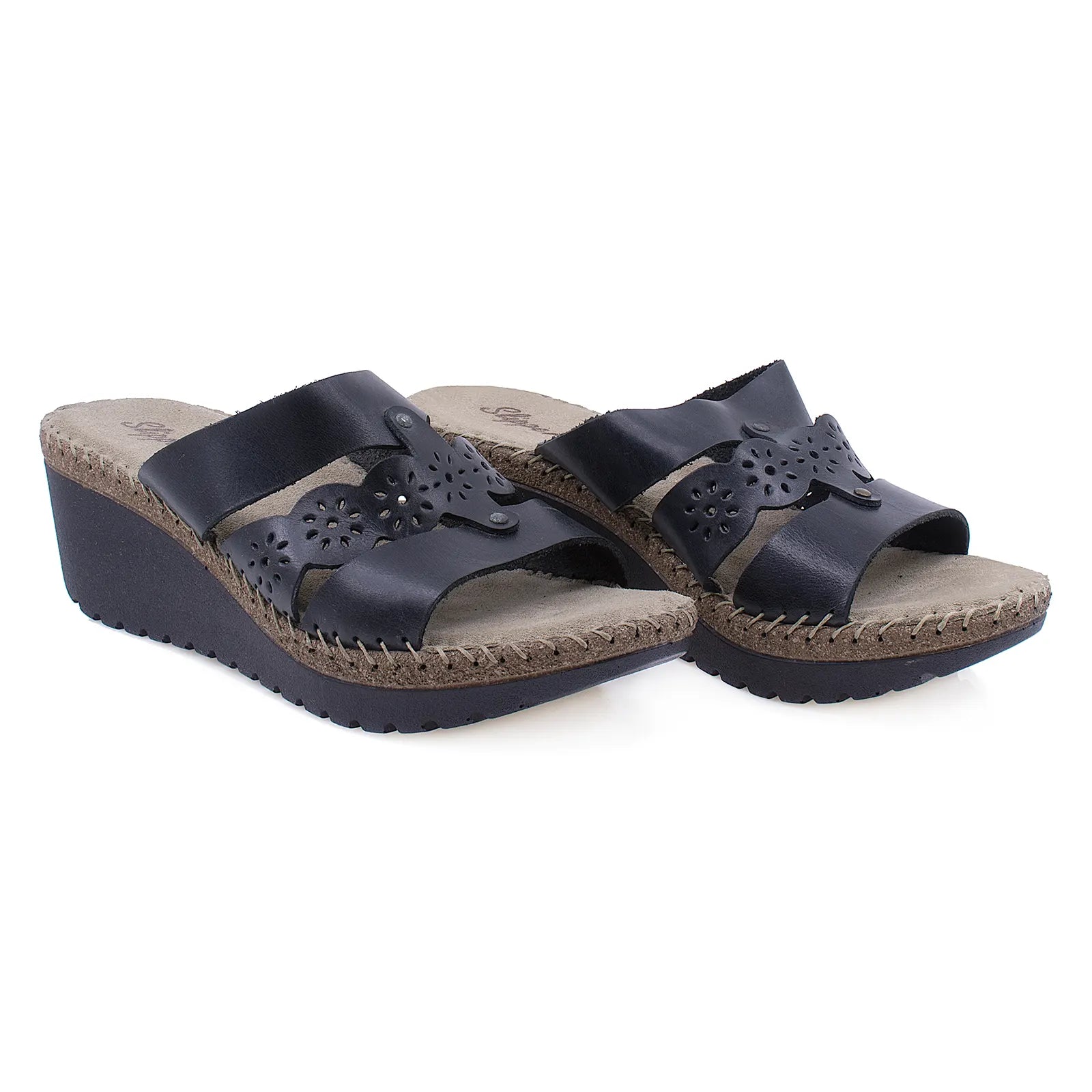 Papuci dama, Slipperina, Slp 4566-50, Casual, Piele naturala, Negru