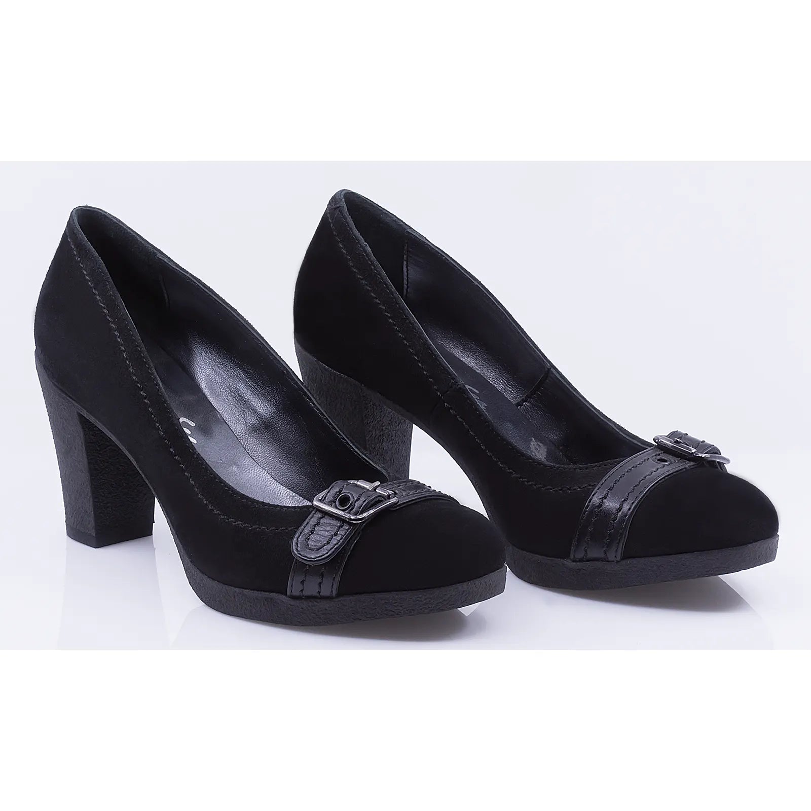 Pantofi dama casual piele naturala intoarsa Caspian A6 negru