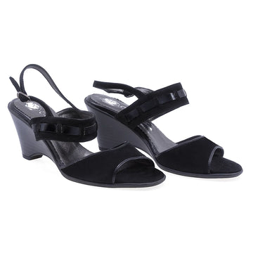 Sandale dama casual Caspian piele naturala intoarsa 525 negru