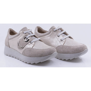 Pantofi dama casual piele naturala Caspian 208 bej sidefat