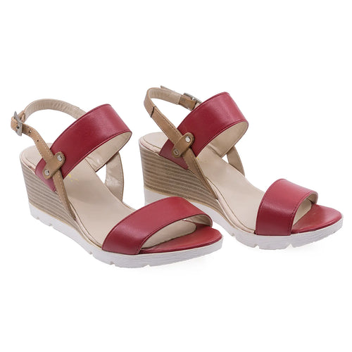 Sandale Dama, Caspian, CAS, 13, Casual, Piele naturala, Rosu/Taba