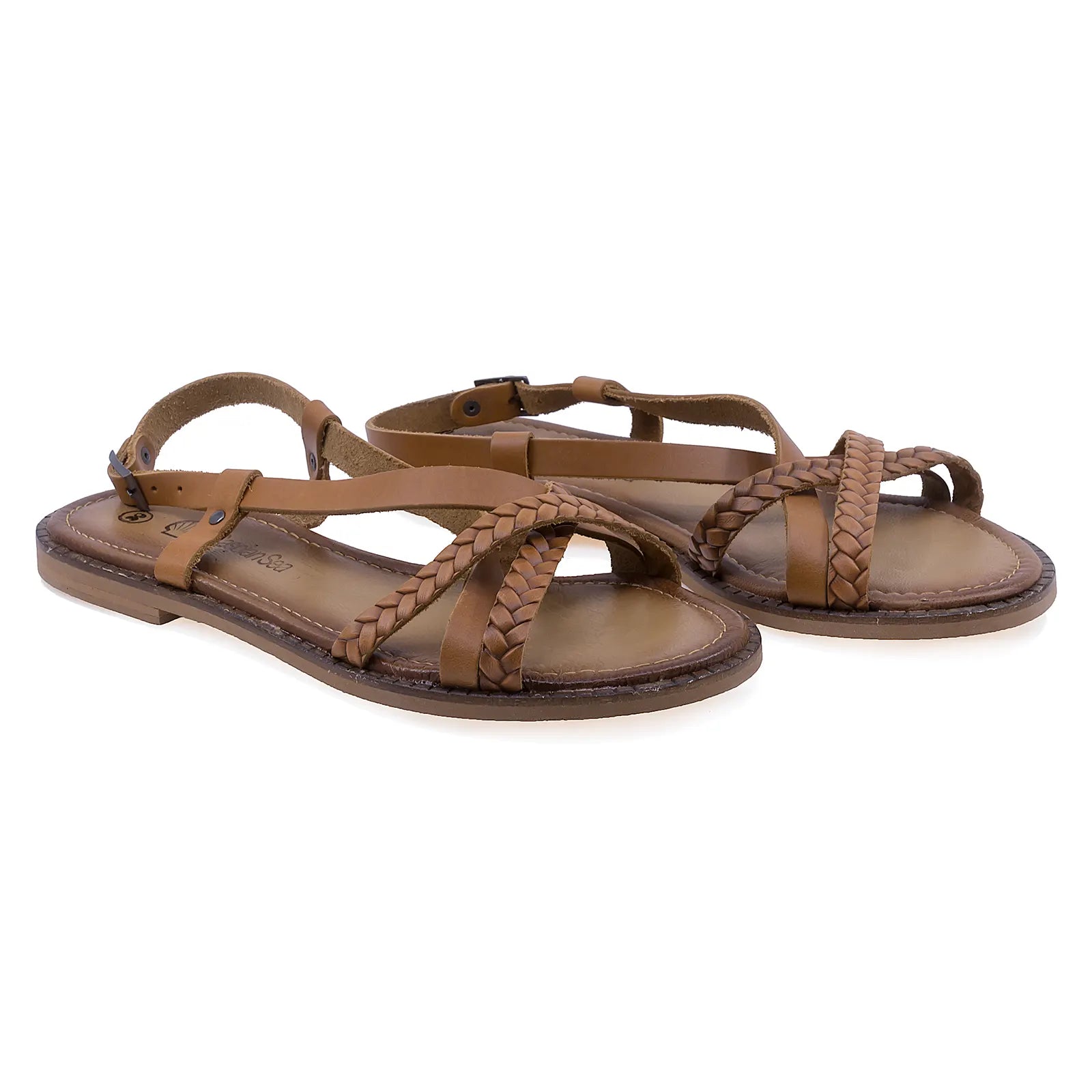 Sandale dama, Caspian, Cas-307, Casual, pPele naturala, Taba