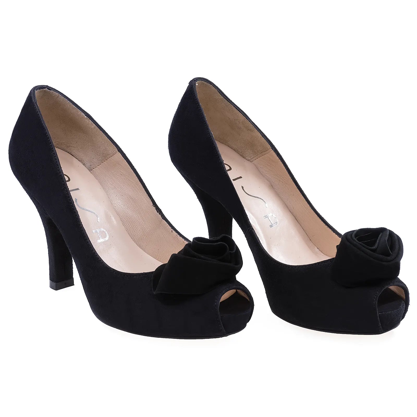 Pantofi Dama, Vida, Eleganti, Piele naturala intoarsa, Negru