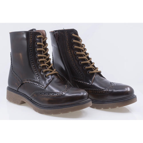 Ghete dama casual piele naturala florantic Caspian Spice maro