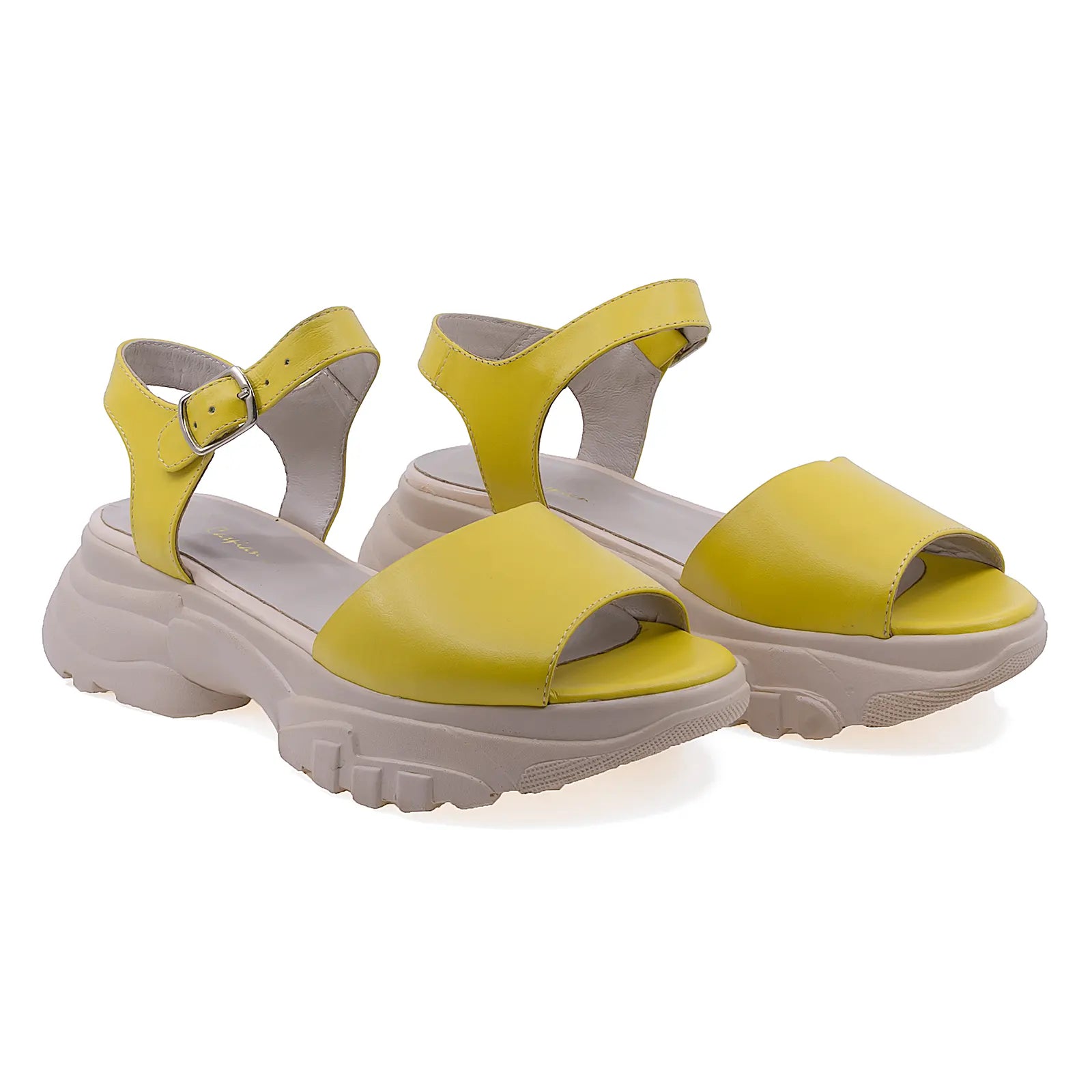 Sandale Dama, Caspian, CAS, Panda/1, Casual, Piele naturala, Galben