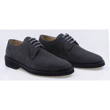 Pantofi barbati casual perforati piele naturala nabuc 777 gri
