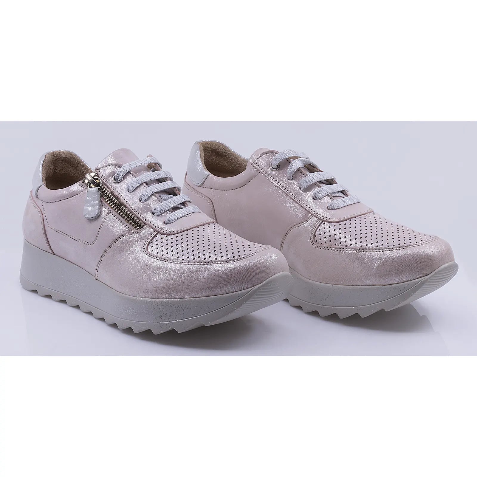 Pantofi dama casual piele naturala Caspian 202 pudra sidefat