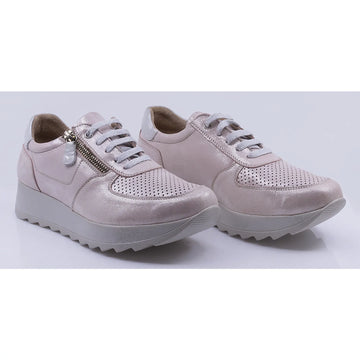 Pantofi dama casual piele naturala Caspian 202 pudra sidefat