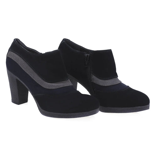 Pantofi dama casual piele naturala intoarsa Caspian A4 negru