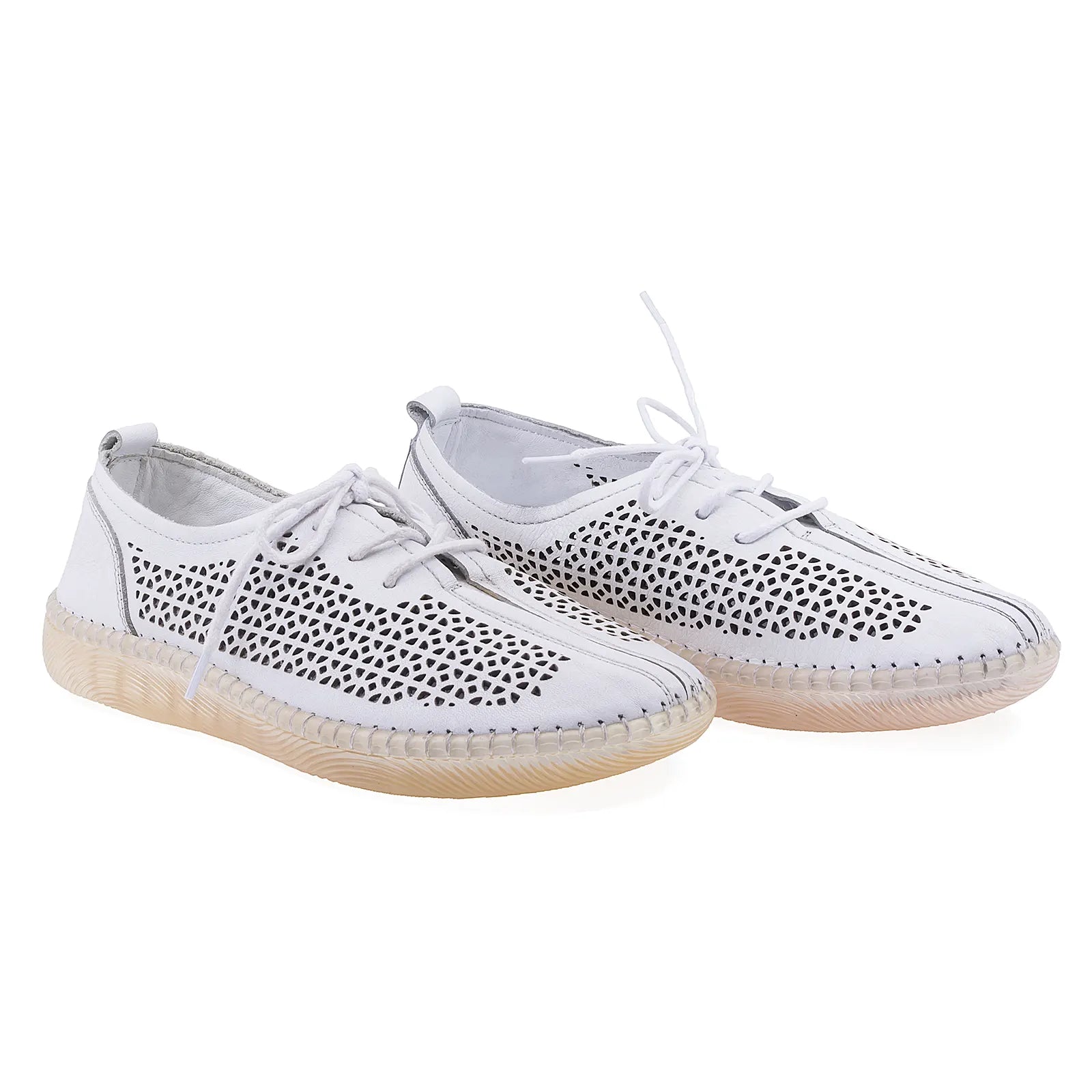Pantofi dama, Caspian, Cas-4034, Casual, Piele naturala, Alb