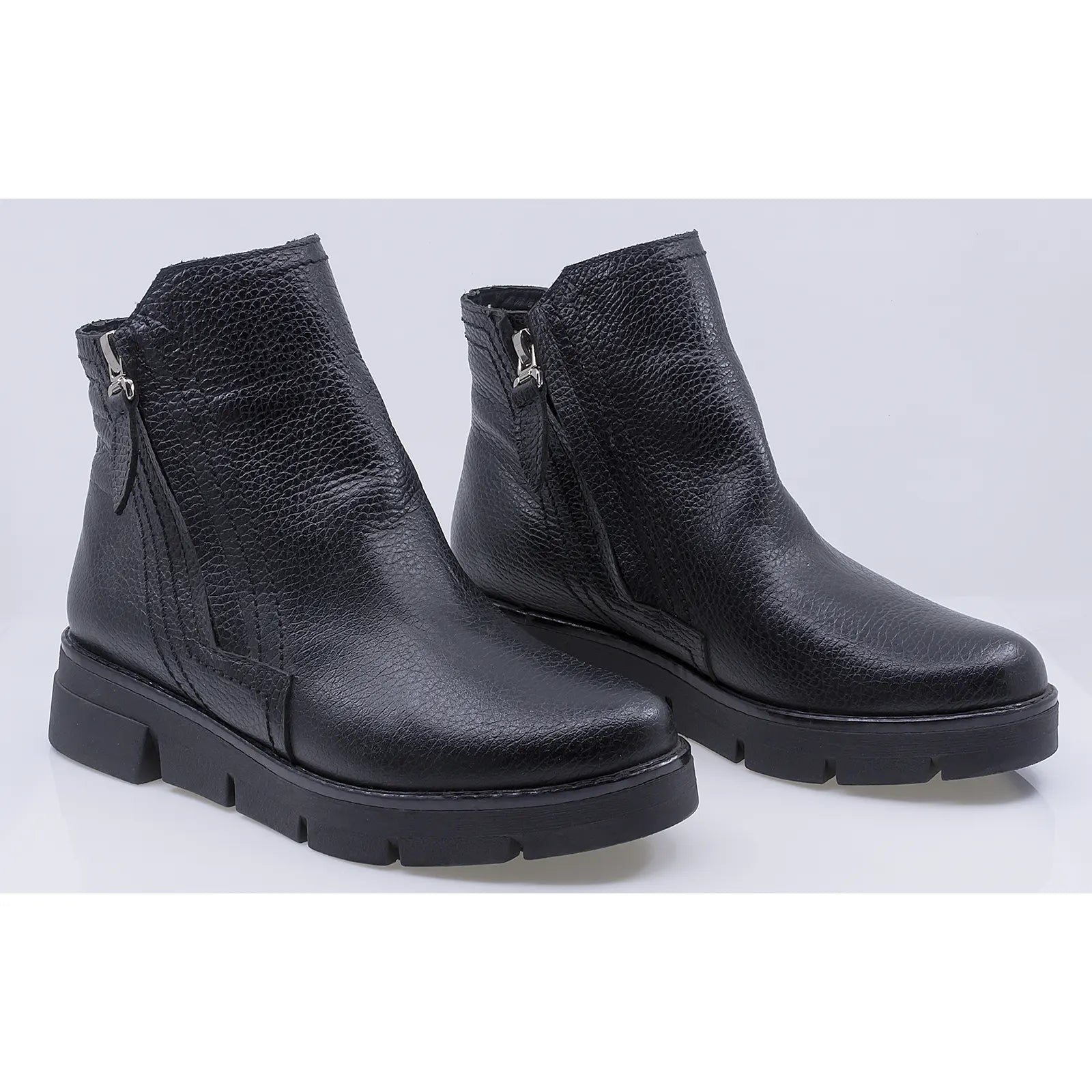 Ghete dama casual piele naturala Caspian Risina negru
