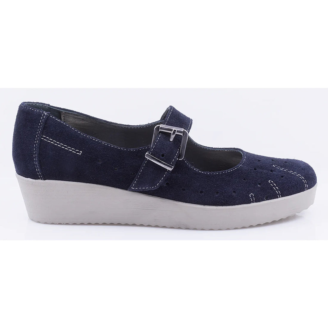 Pantofi dama casual piele naturala intoarsa Caspian 113 bleumarin