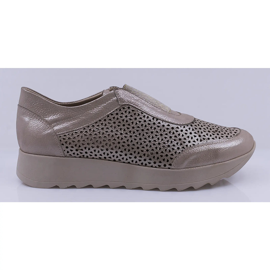 Pantofi dama casual piele naturala Caspian 202-P bej/gri sidef