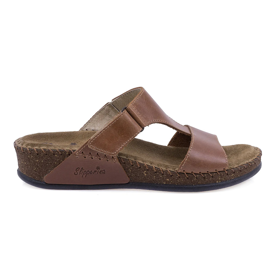 Papuci dama casual Slipperina piele naturala 140046-62 coniac