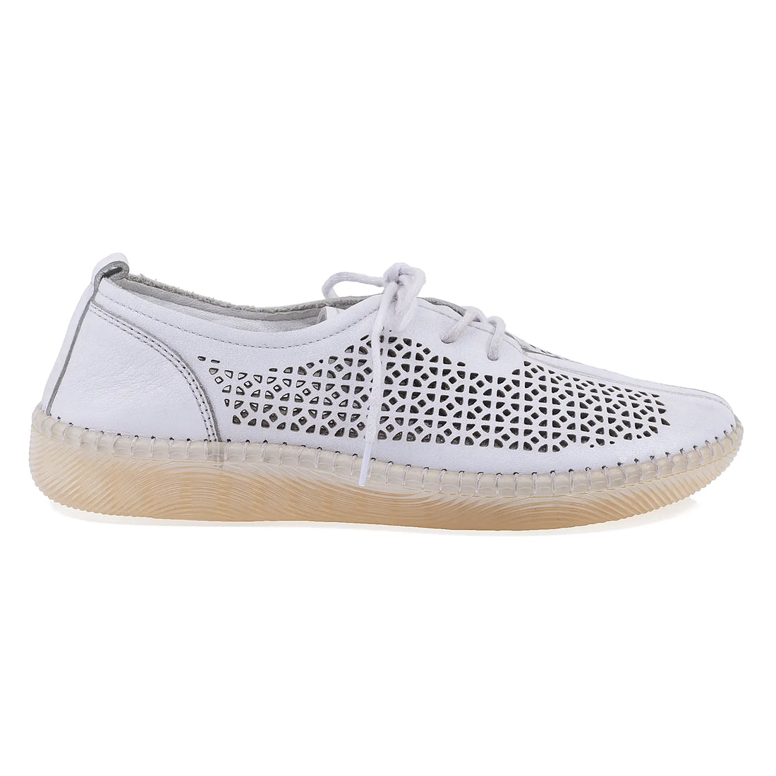 Pantofi dama, Caspian, Cas-4034, Casual, Piele naturala, Alb